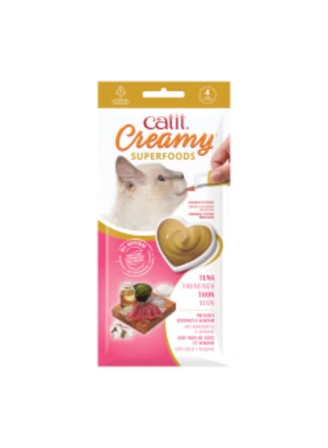 Catit Creamy Superfood Treats Tuna Recipe with Coconut and Wakame 12pk box