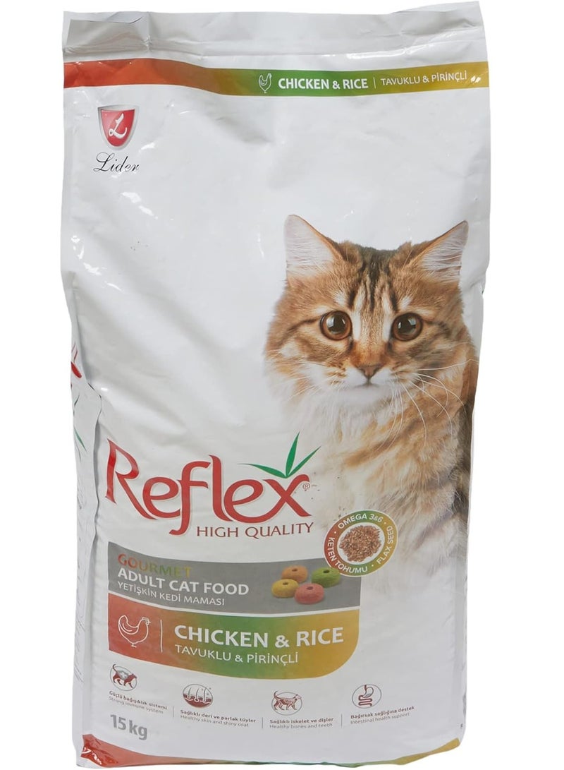 reflex adult cat food multicolour gourmet 15kg