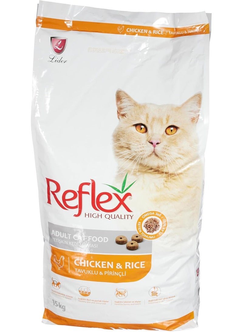 reflex Chicken & Rice Dry adult Cat Food, 15 Kg