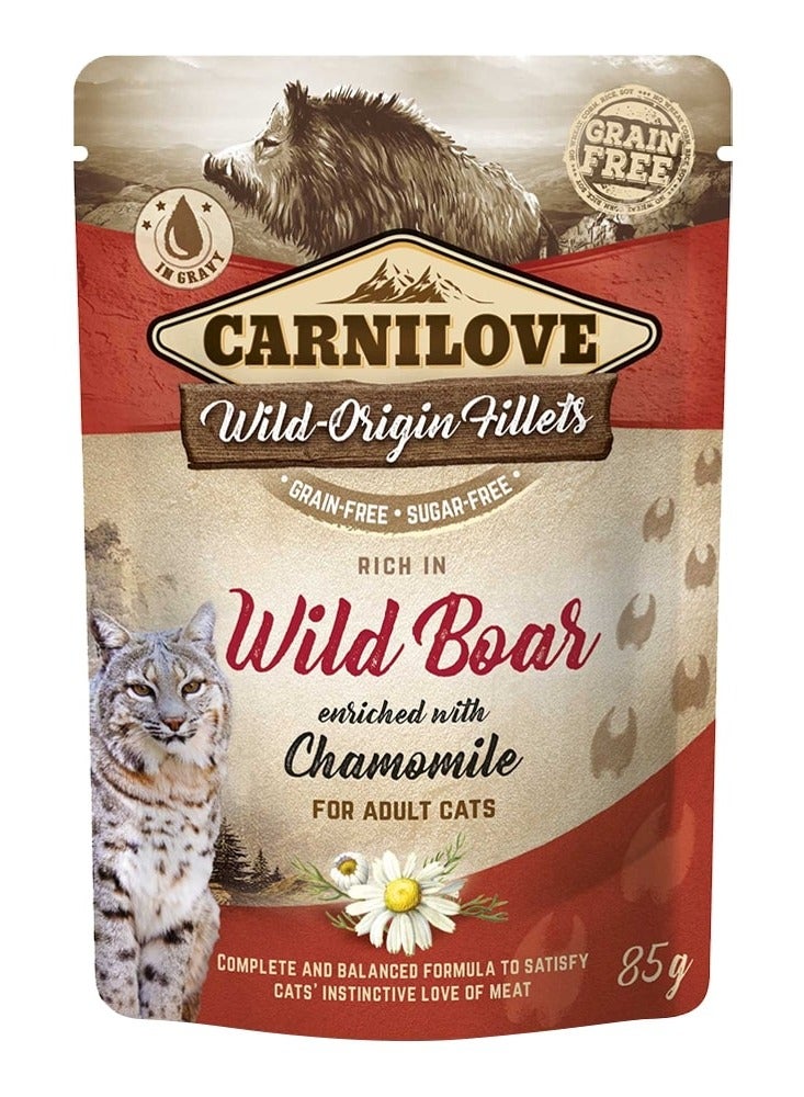 Carnilove Wild Boar enriched with Chamomile for Adult Cats (Wet Food Pouches) 24x85g