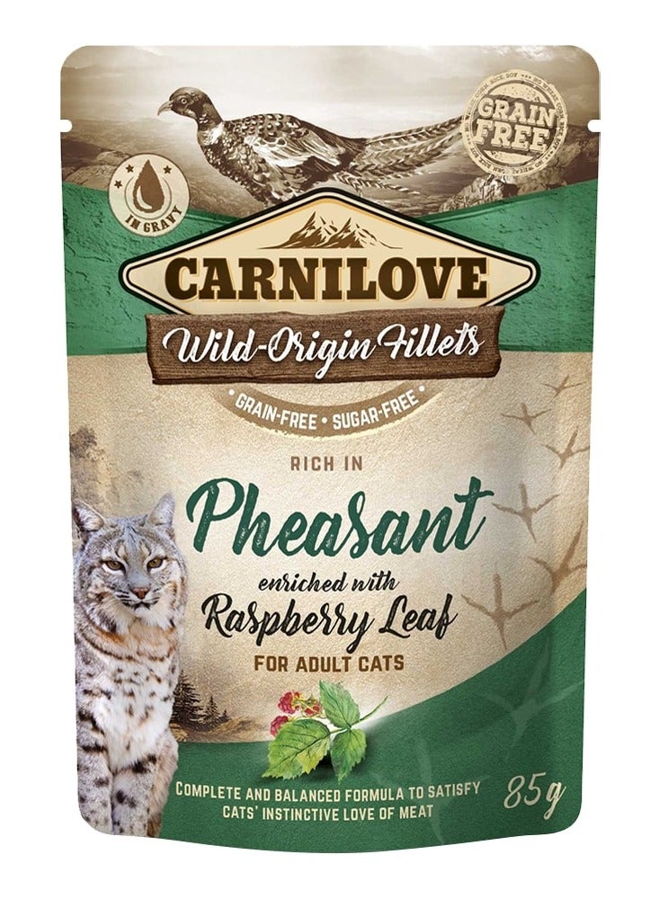 Carnilove Pheasant enriched with Raspberry Leaves for Adult Cats (Wet Food Pouches) 24x85g