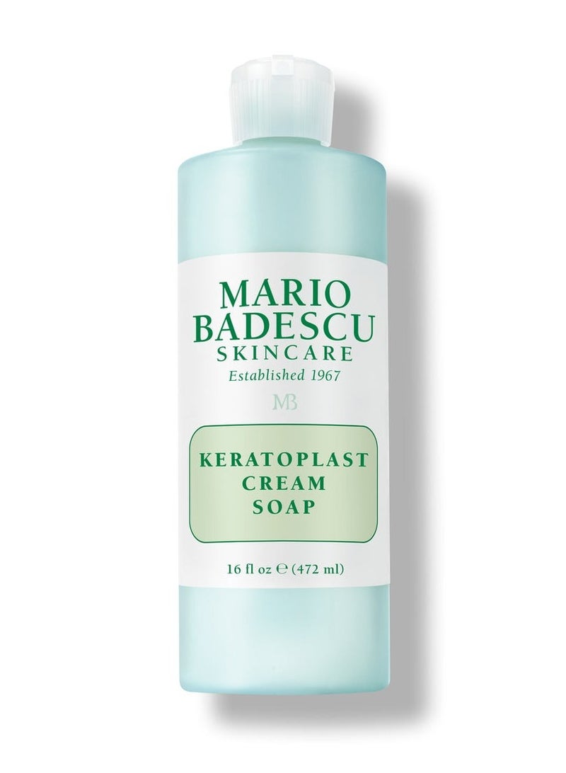 Mario Badescu Keratoplast Cream Soap with Glycerin - Gentle, Oil-Free and Non-Drying Exfoliating Face Wash for Women and Men - Creamy BHA Exfoliant Facial Cleanser and Makeup Remover 472ml