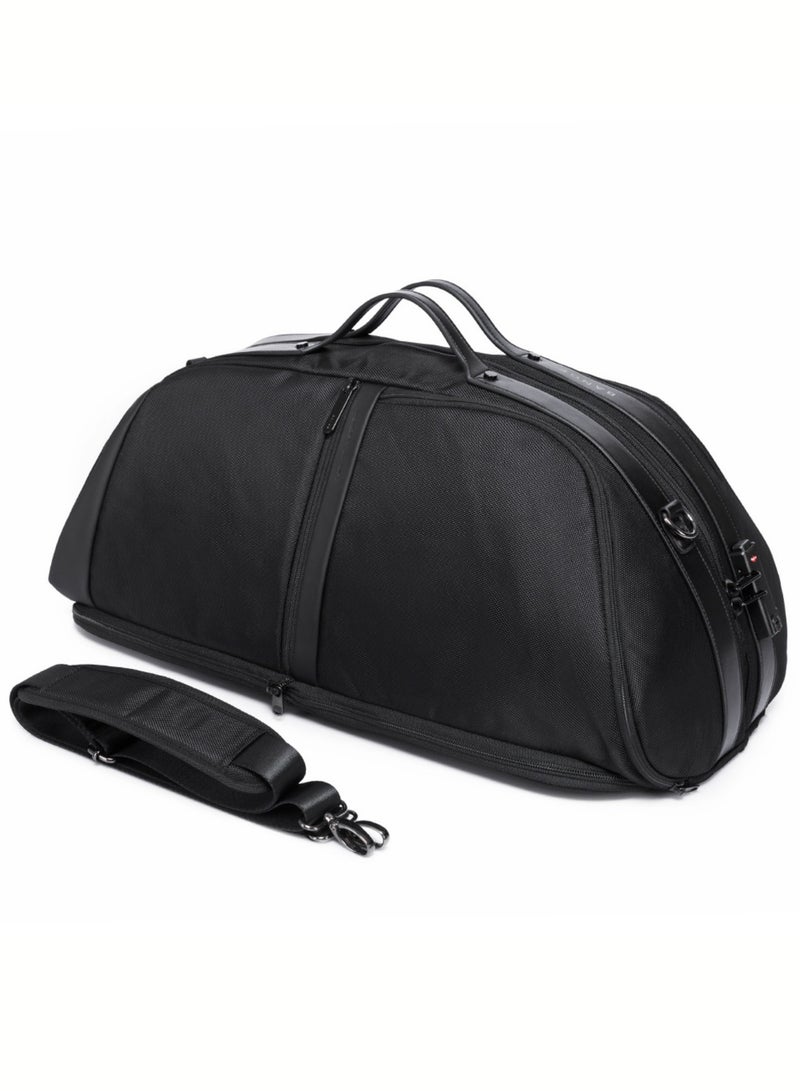 Trendy Travel Duffle Bag for Men Black with security lock and Separate Shoe Pocket, Waterproof and Scratch Resistant Gym Duffle Bag for Travelling, Spacious Duffel Bag with 3 Carry Options 57*34*24 cm