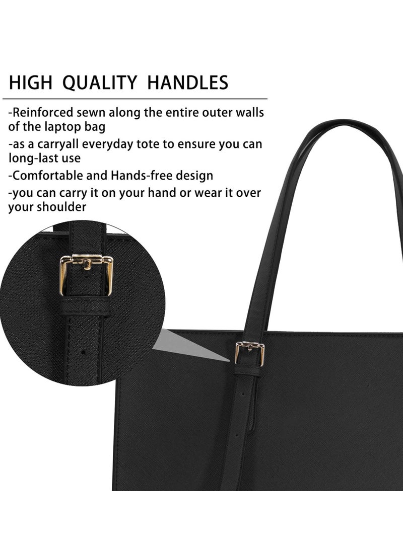 Laptop Bag for Women Waterproof Lightweight Leather 15.6 Inch Computer Tote Bag Business Office Briefcase Large Capacity Handbag Shoulder Bag Professional Office Work Bag