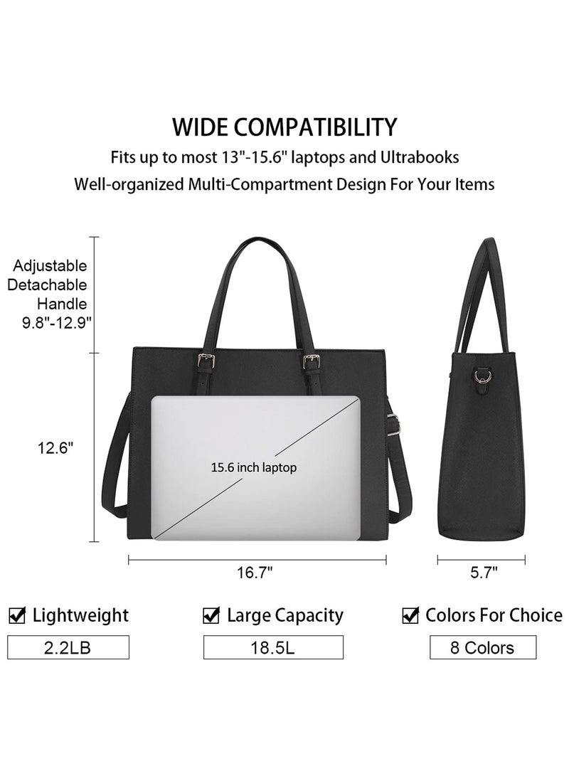 Laptop Bag for Women Waterproof Lightweight Leather 15.6 Inch Computer Tote Bag Business Office Briefcase Large Capacity Handbag Shoulder Bag Professional Office Work Bag