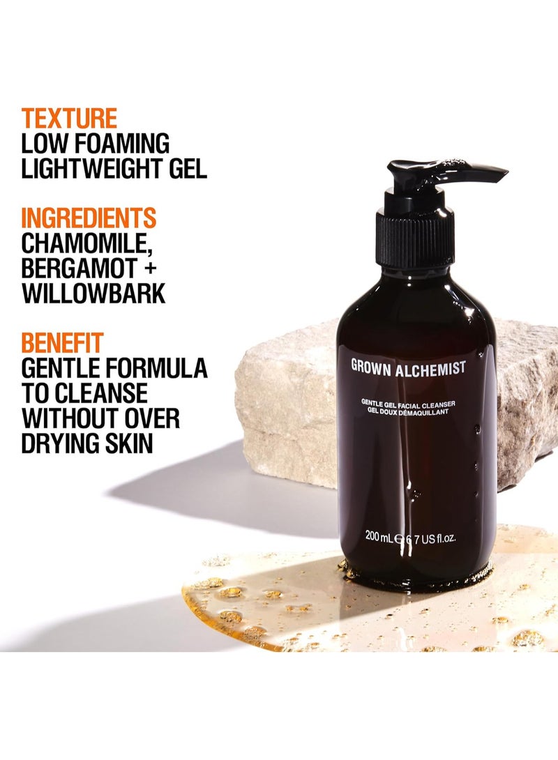 Facial Cleanser Gentle Gel Cleanser Geranium Leaf Bergamot Rosebud Oil Based Face Cleanser for Dry and Sensitive Skin Types Natural Hydrating Face Wash Reduces Acne 200 ml