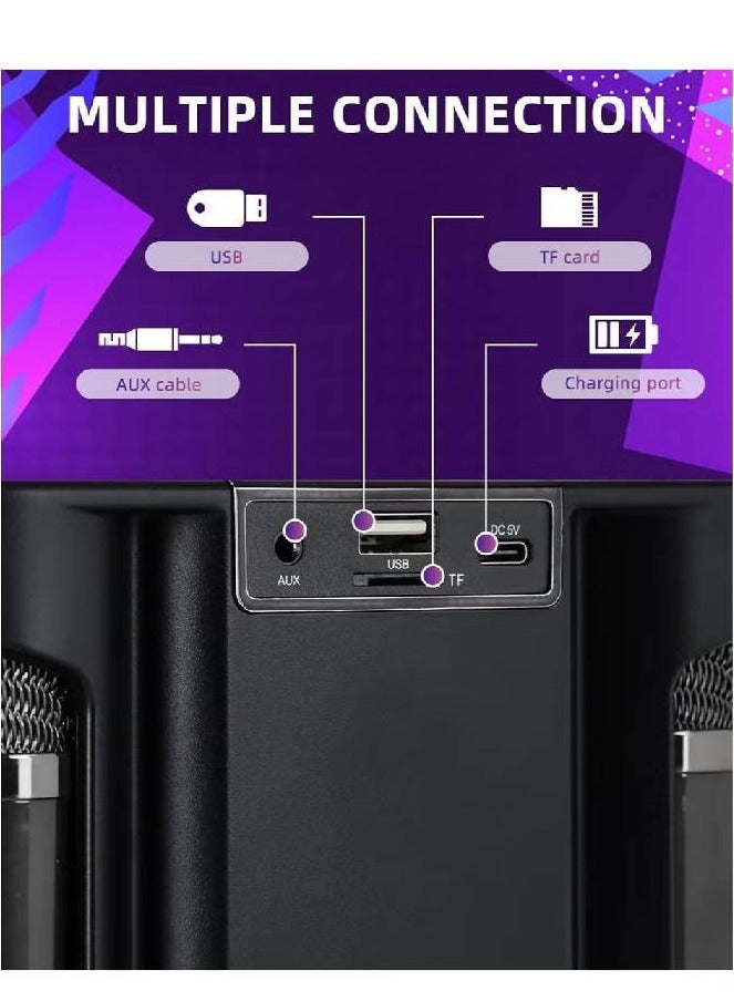 Portable Wireless Bluetooth Karaoke Speaker Stereo Bass With Dual Microphones(black)