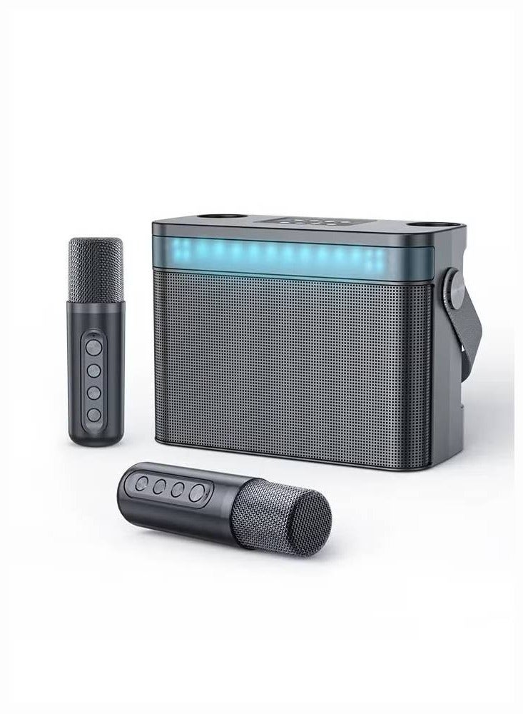 Portable Wireless Bluetooth Karaoke Speaker Stereo Bass With Dual Microphones