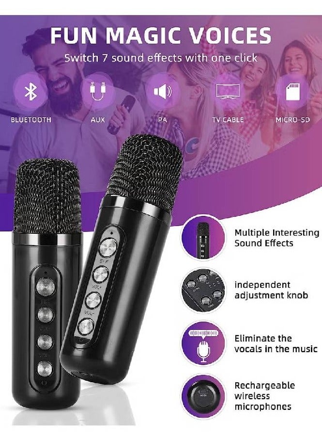 Portable Wireless Bluetooth Karaoke Speaker Stereo Bass With Dual Microphones