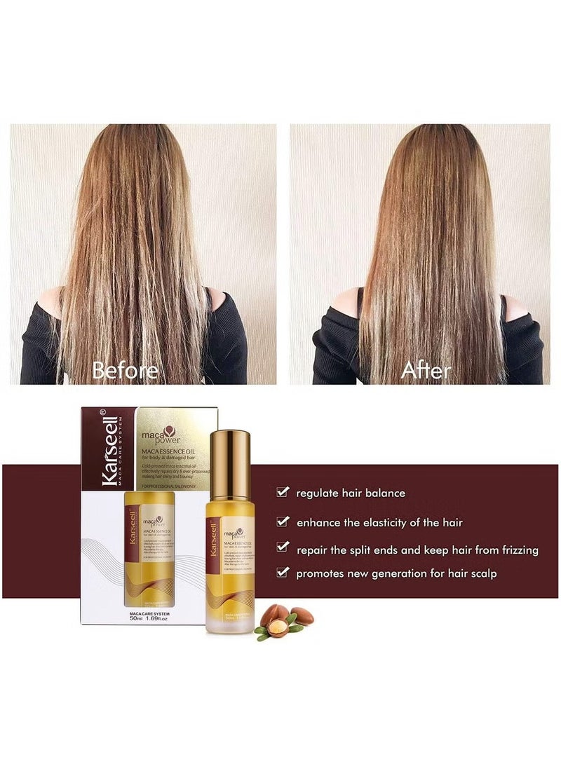 Karseell Collagen Hair Treatment - Deep Repair Mask 500ml - Argan Oil Hair Serum for Dry Damaged Hair 50ml - All Hair Types