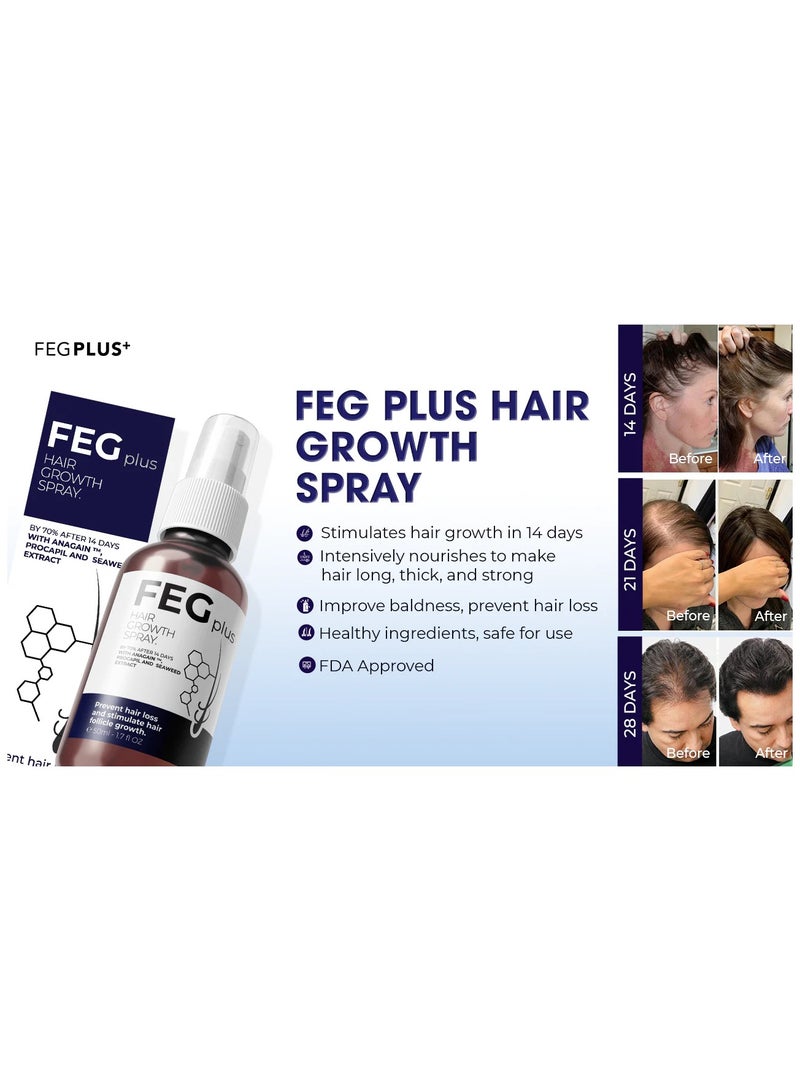 FEGPLUS Hair Growth Serum - 22% Seaweed Extract For Hair Loss Control & Hair Growth In Men & Women, Boost Thicker Beard & Hair Growth, Improve Baldness | The best hair serum made in the USA (50ml)