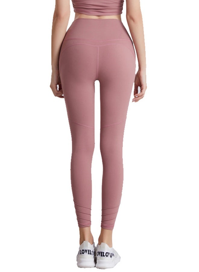 Solid Pattern High-Waist Sports Leggings Pink