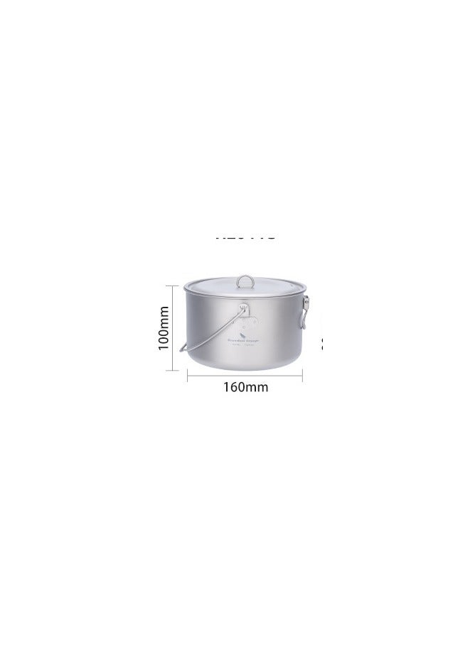 1950ml Pure Titanium Camping Soup Pot Hanging Pot Large Capacity Titanium Pot Outdoor Hot Pot Cooking Utensils