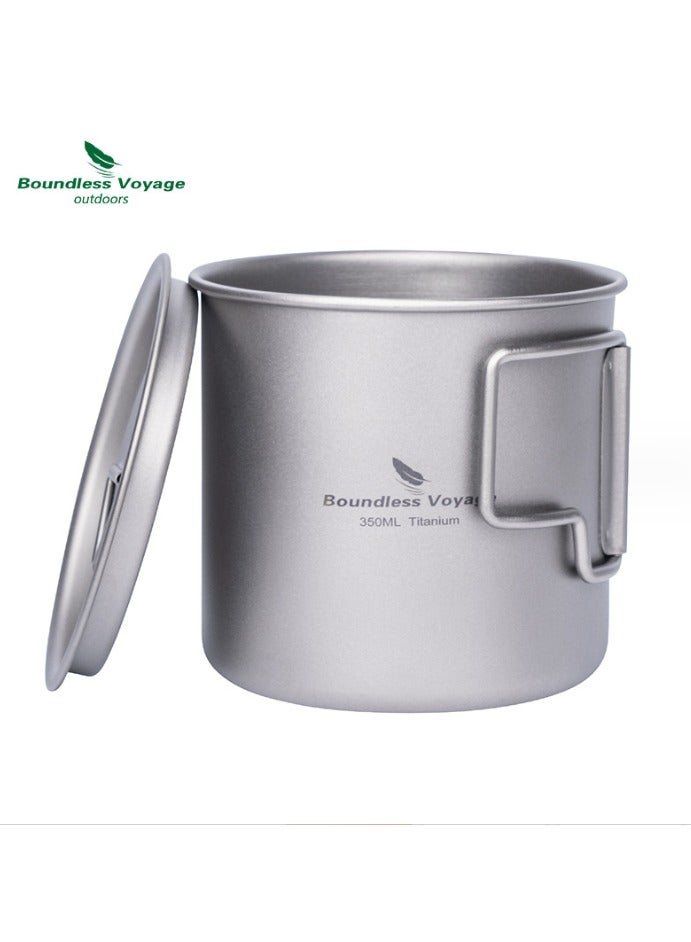 350ML Pure Titanium Water Cup Single-Layer Burnable Ultra Light Mug