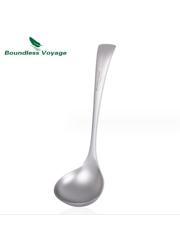 Pure Titanium Outdoor Long Handled Soup Spoon, Lightweight, Portable, Easy to Wash Camping Kitchen Utensils