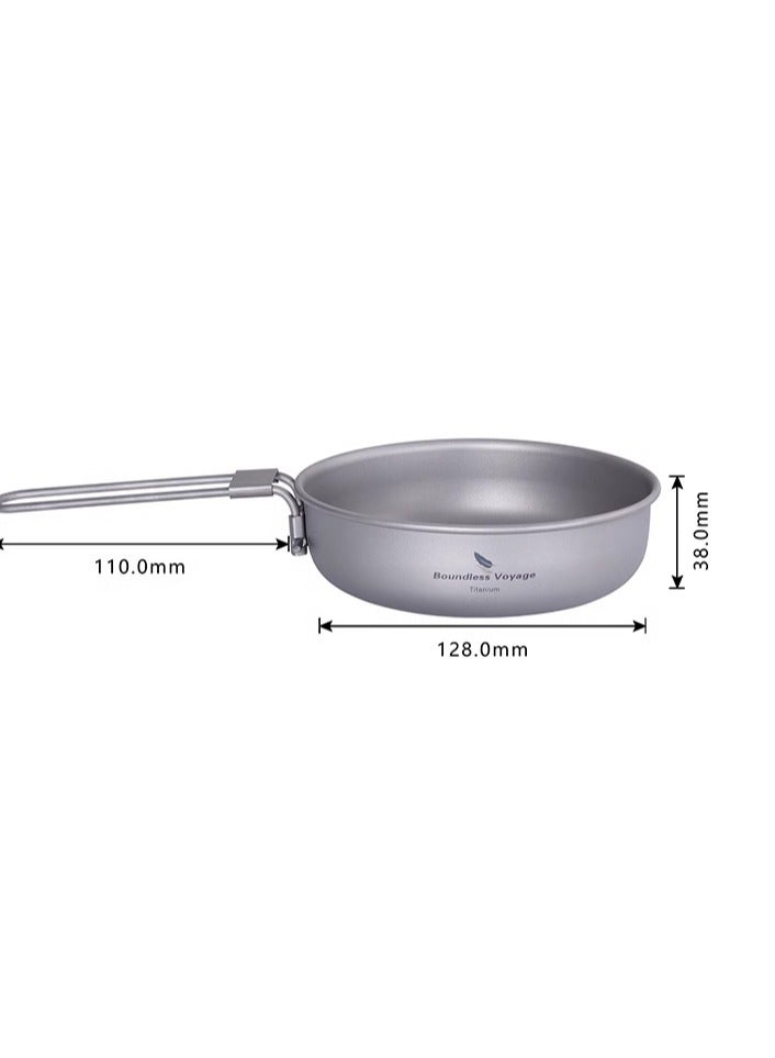 Pure Titanium Pot, Outdoor Frying Pan, Foldable Portable Camping Cookware, Frying Pan, Camping Steak Pot