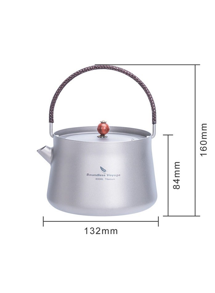 Pure Titanium Kettle Integrated Outdoor Tea Pot Camping Travel Portable Pot Open Flame Tea Brewing Special Camping