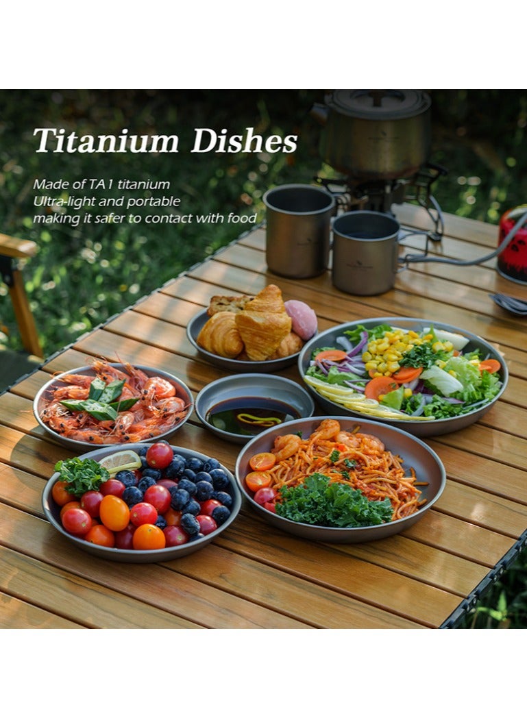 Pure Titanium Plate, Outdoor Camping Plate, Dipping Sauce Plate, Vegetable Plate, Soup Plate, Rice Bowl, Exposed Disc, Super Lightweight And Portable