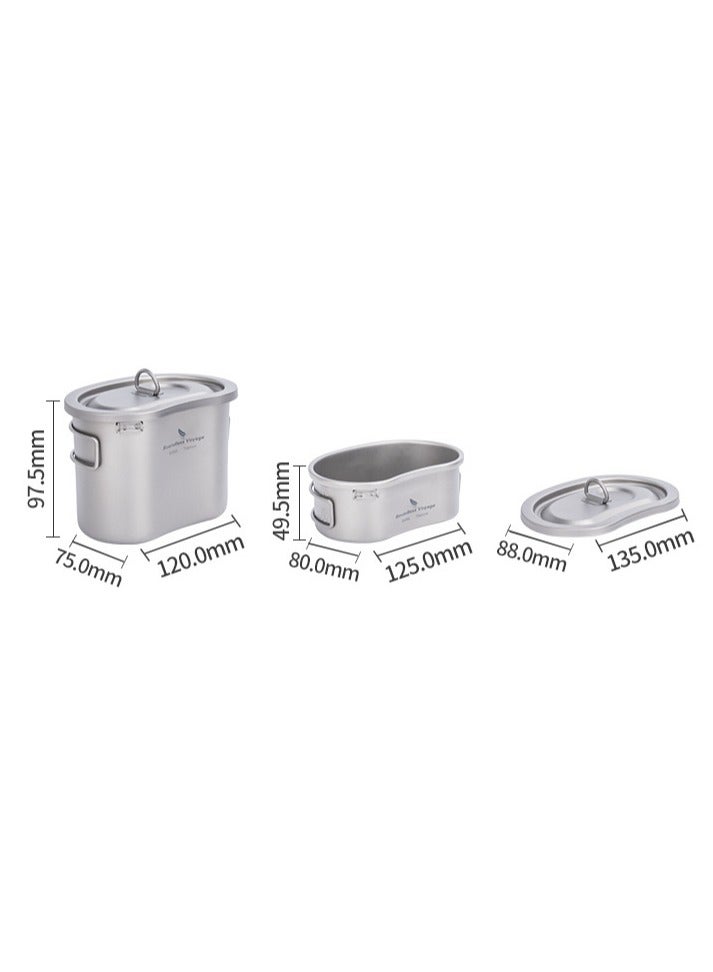 Pure Titanium Individual Lunch Box Set, Outdoor Camping Set, Titanium Bowl Hanging Pot, Camping Ultra Light And Foldable Hanging Pot