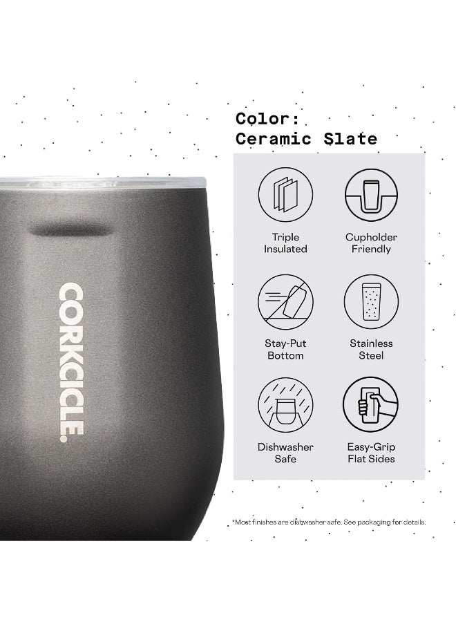Corkcicle Metallic Insulated Stemless-Ceramic Slate