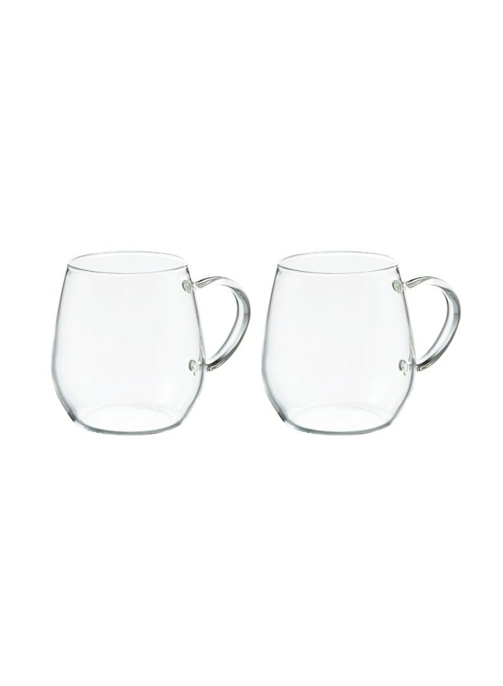 Hario Round Glass Mug Set 360Ml Clear 2 Pieces S