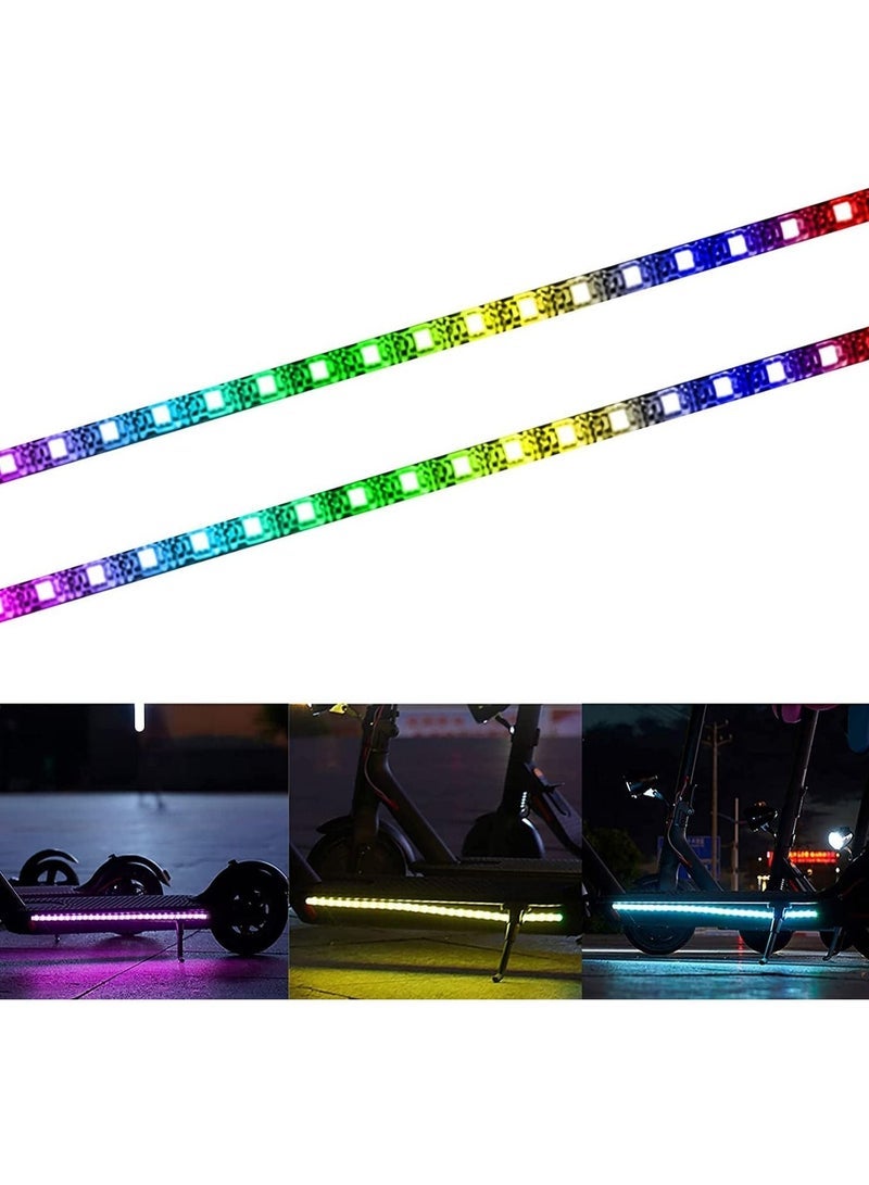 Scooter LED Strip Light, 2 Pack Night Cycling Foldable Colorful Lamp Waterproof Safety Skateboard Decorative Accessories for Xiaomi M365/pro, for Ninebot/for Mercane Wide Wheel Scooter