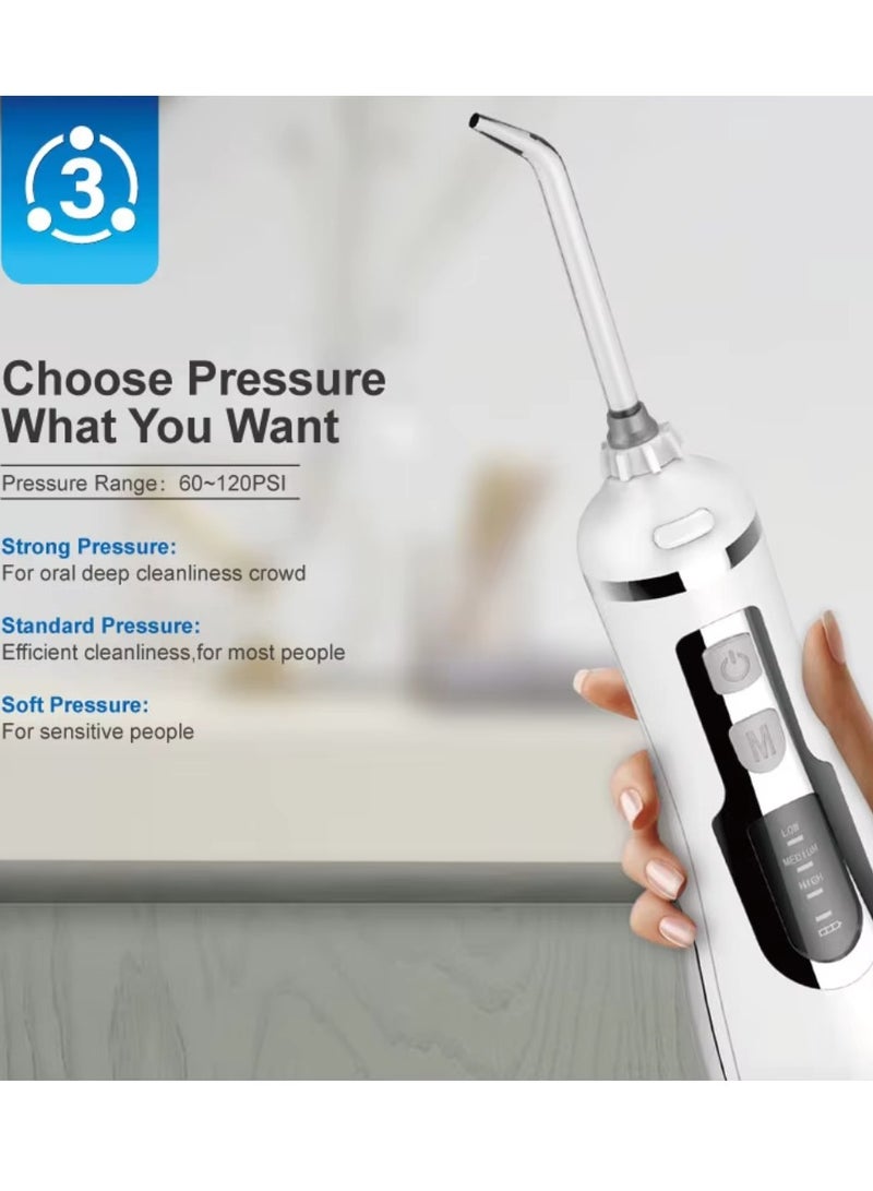 200ml Tank Cordless Water Flosser 3 Modes Dental Oral Irrigator Portable and Rechargeable IPX7 Waterproof Water Flossing for Teeth Cleaning Electric Dental Water Flosser Teeth Cleaner white