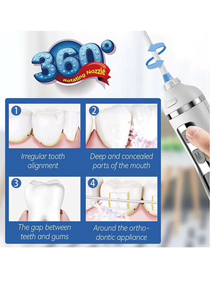 200ml Tank Cordless Water Flosser 3 Modes Dental Oral Irrigator Portable and Rechargeable IPX7 Waterproof Water Flossing for Teeth Cleaning Electric Dental Water Flosser Teeth Cleaner white