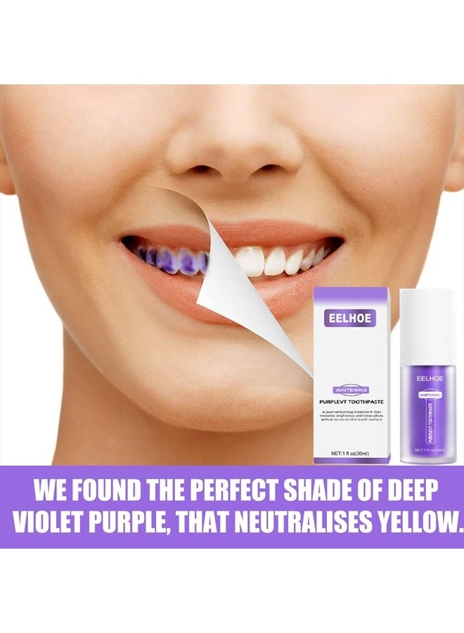 2Pcs Purple Toothpaste for Teeth whitening, Teeth Whitening Toothpaste Tooth Correction Whitening Toothpaste Conceals Stains Improves Teeth Brightness Reduce Yellowing