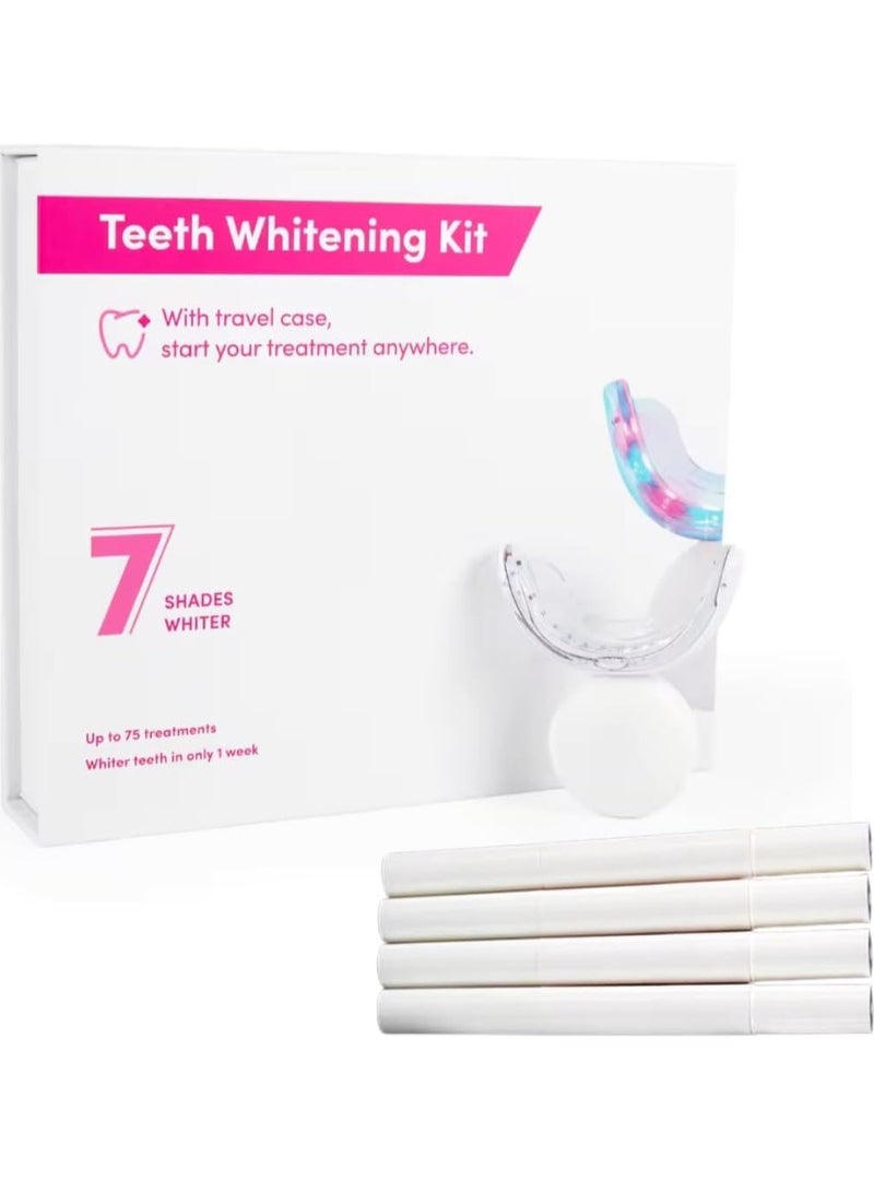 Teeth Whitening Light Kit, LED Light Activated Whitening Kit with 4Pcs Teeth Whitening Gel and Shades Whiter Non Sensitive Fast Teeth Whitener Remove Tea Coffee Soda Food Stain Teeth Whitening Set