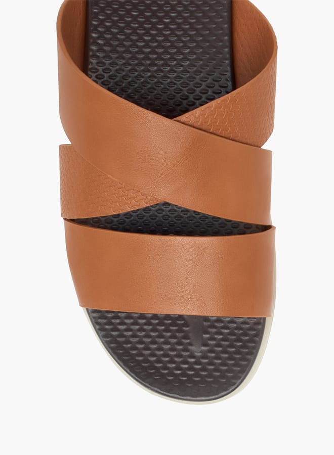 Men Textured Slip-On Cross Strap Sandals