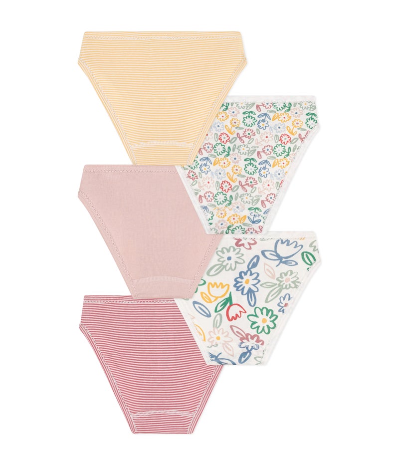 Children's cotton flower-patterned pants - 5-pack