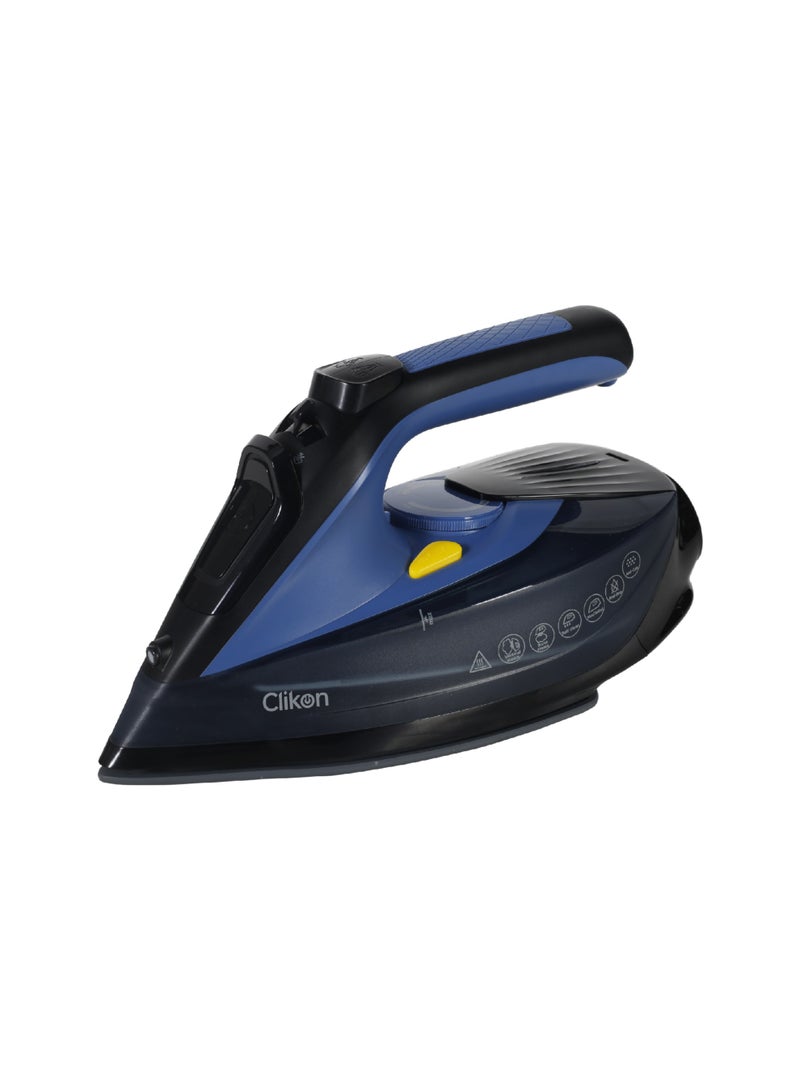 Cord & Cordless Steam Iron With Ceramic Coated Nonstick Soleplate, Anti Drip Function, Variable Steam Levels, 2 Year Warranty 230 ml 2400 W CK4129 Blue/Black