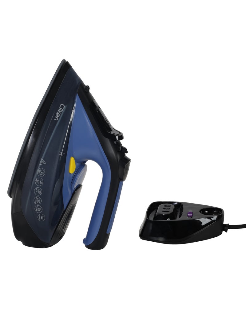 Cord & Cordless Steam Iron With Ceramic Coated Nonstick Soleplate, Anti Drip Function, Variable Steam Levels, 2 Year Warranty 230 ml 2400 W CK4129 Blue/Black