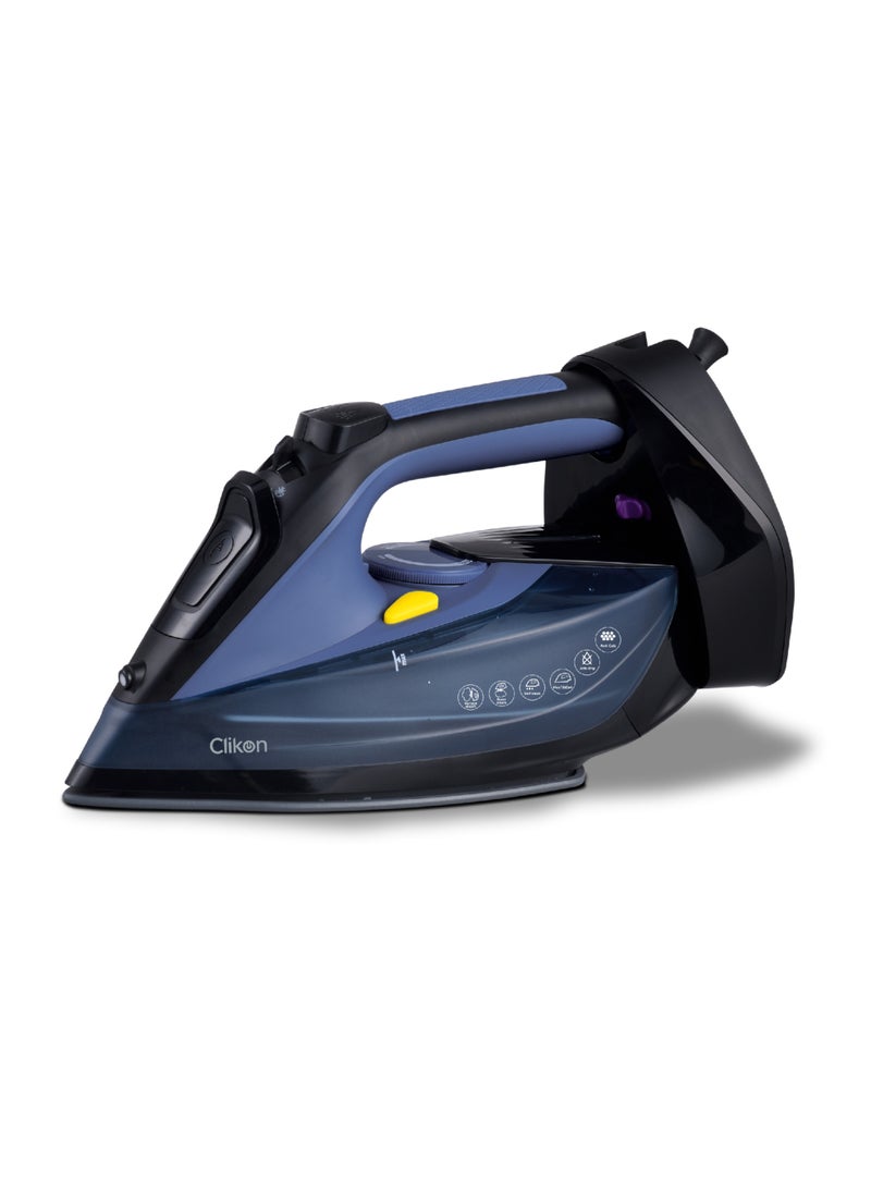 Cord & Cordless Steam Iron With Ceramic Coated Nonstick Soleplate, Anti Drip Function, Variable Steam Levels, 2 Year Warranty 230 ml 2400 W CK4129 Blue/Black