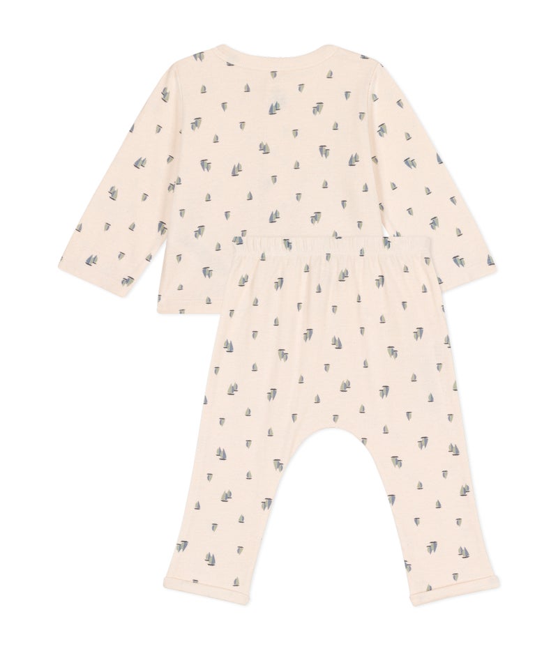 Babies' two-piece set in tube knit fabric