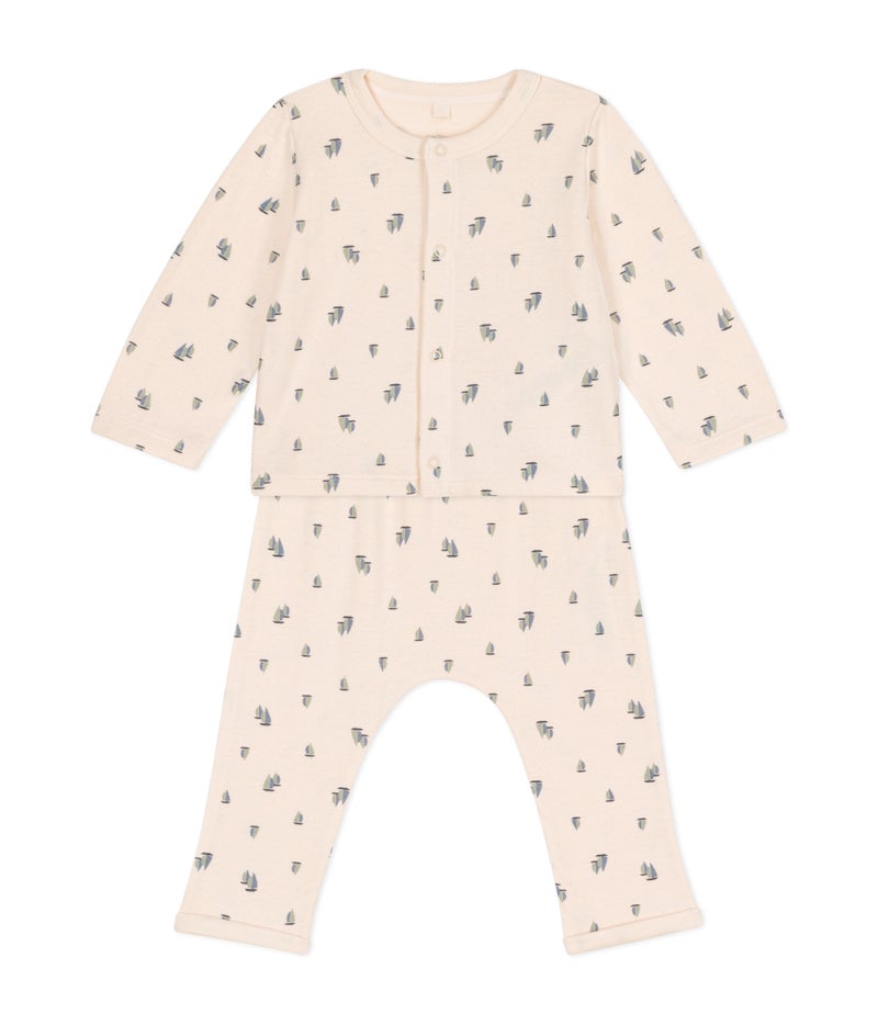 Babies' two-piece set in tube knit fabric