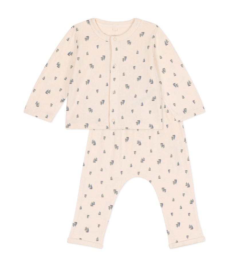 Babies' two-piece set in tube knit fabric