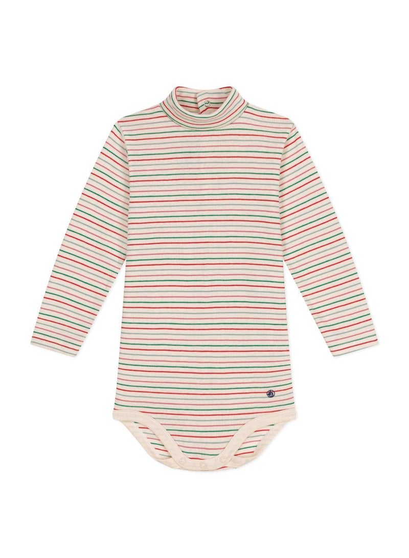 Babies' long-sleeved rollneck cotton bodysuit