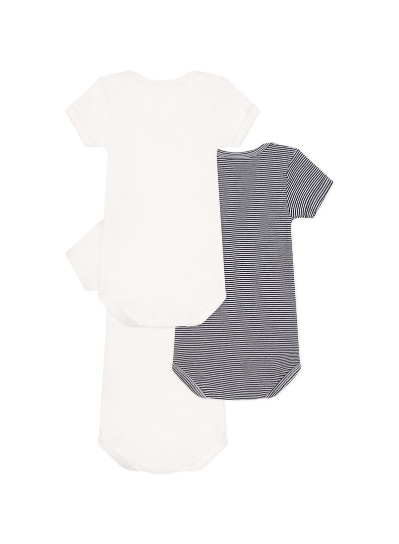 Babies' short-sleeved cotton bodysuits - 3-pack