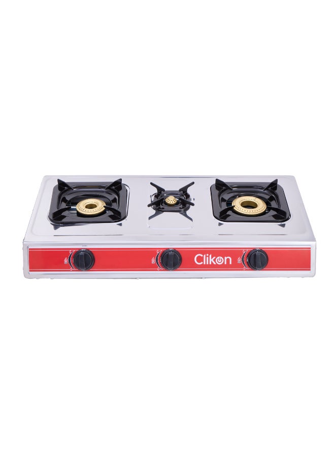 3-Burner Stainless Steel Gas Cooktop/Stove CK4253 Silver/Red