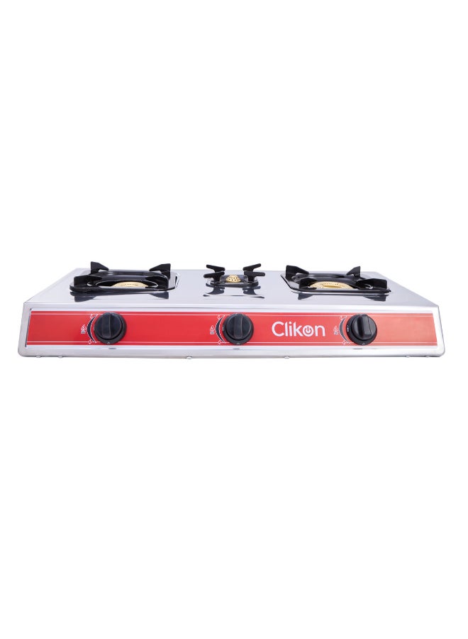 3-Burner Stainless Steel Gas Cooktop/Stove CK4253 Silver/Red