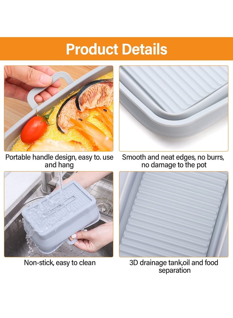 Air Fryer Silicone Pot, 2 PCS FOLDABLE Silicone Air fryers Liners,Reusable Dual Basket Accessories, Replacement of Flammable Parchment Liner Paper Easy to Cleaning for Ninja 201、410、510(Double Gray)