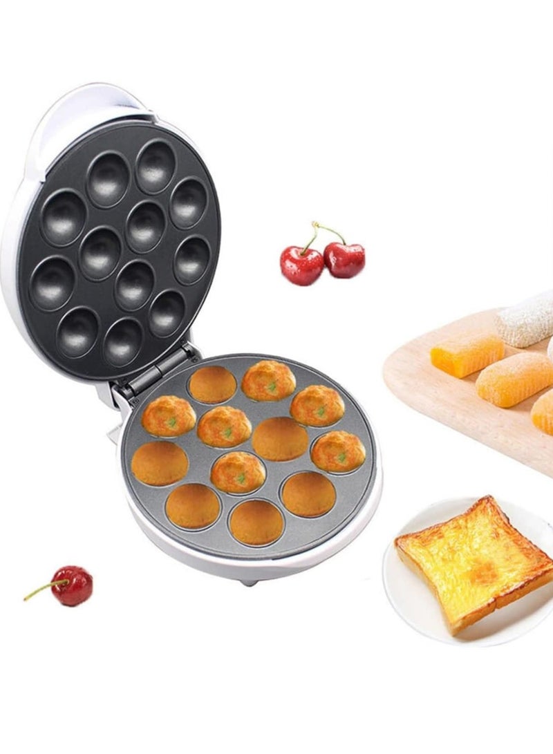 Electric Pop Cake & Donut Maker 12 Slot, Non-Stick Cake Pop Maker with Power & Ready Indicator, Cool Touch Housing, Perfect for Birthday & Holiday Parties