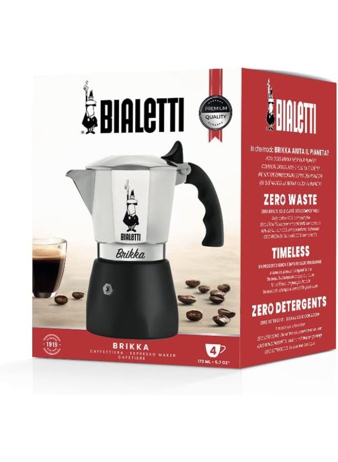 Bialetti Brikka Aluminium Stovetop Coffee Maker 4 Cup (180ml)