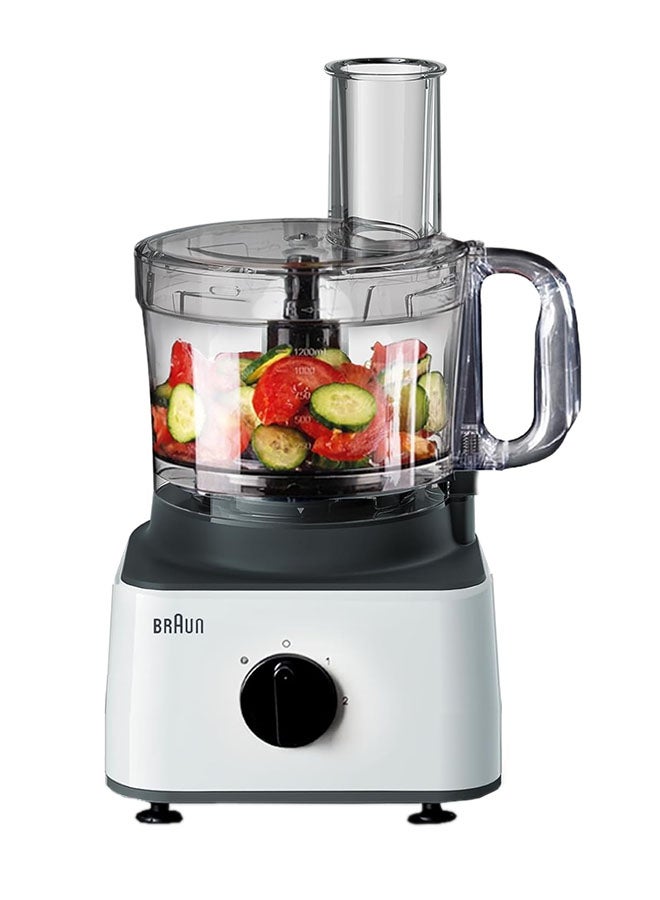 8-In-1 Food Processor System With 2 Speed Button And Pulse/Chop/Slice/Grate/Whisk/Puree 2.1 L 750 W FP0132WH White