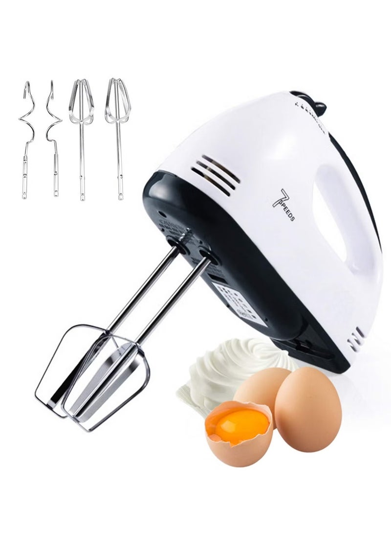 7-Speed Electric Egg Beater – Automatic Stainless Steel Whisk, Model MH1074, Powerful Mixer with EU Plug (White)