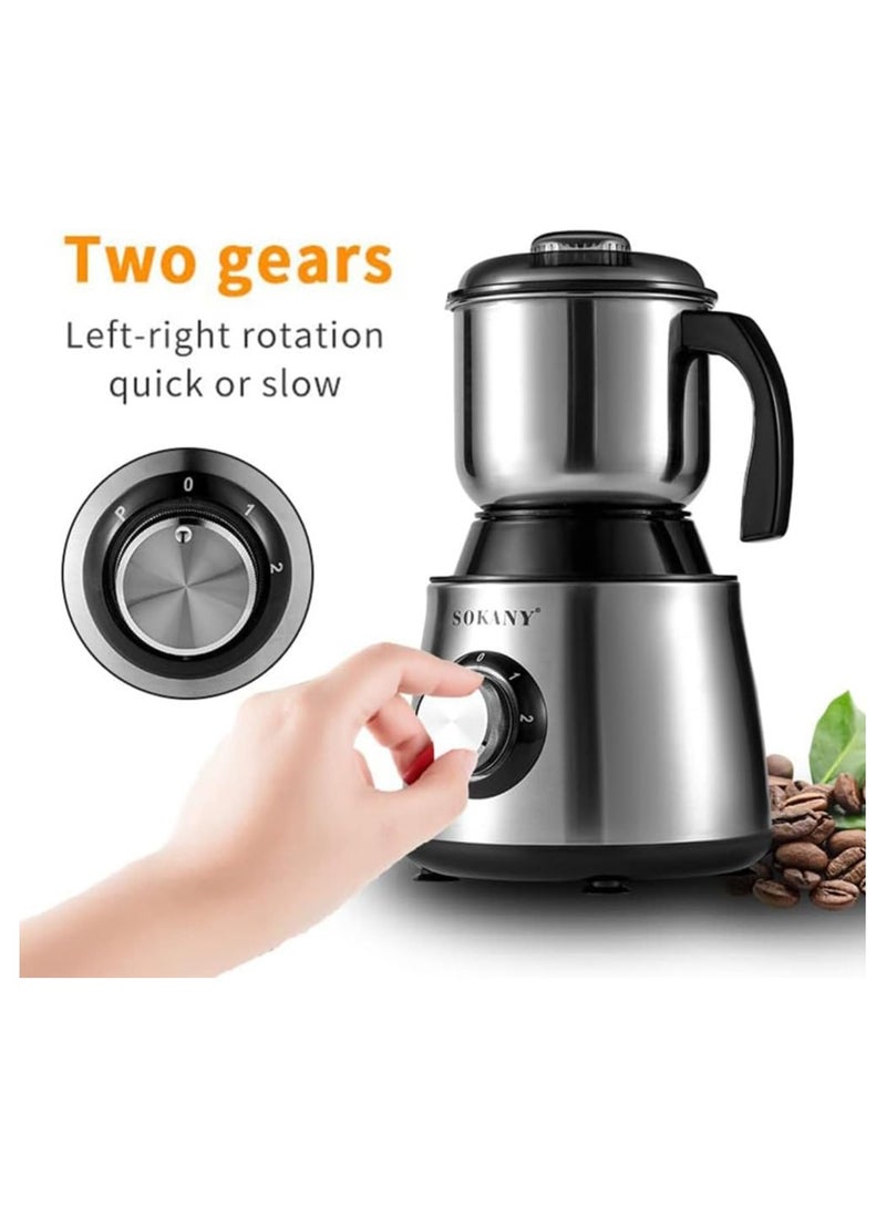 Efficient Grinding Blender for Spices & Coffee – 2-Gear Speed Mixer with Stainless Steel Blade