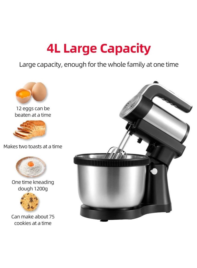 Stand Mixer with Powerful 1000W Motor – 4 Stainless Steel Hooks and Large Capacity Bowl for Baking and Dough