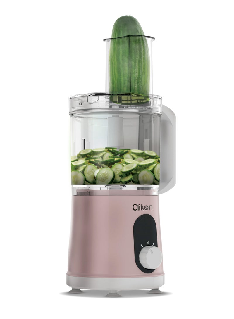 3 Speed Multi Chopper Mini Food Processor With 700ML Jar Capacity, Stainless Steel Blades | Perfect For Blending & Chopping Fruits, Vegetables & More 0.7 L 500 W CK2678 Pink